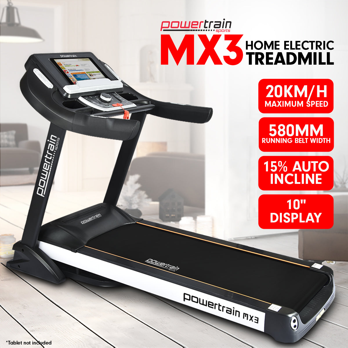 Powertrain MX3 Treadmill Performance Home Gym Cardio Machine-Walking Pad-PEROZ Accessories
