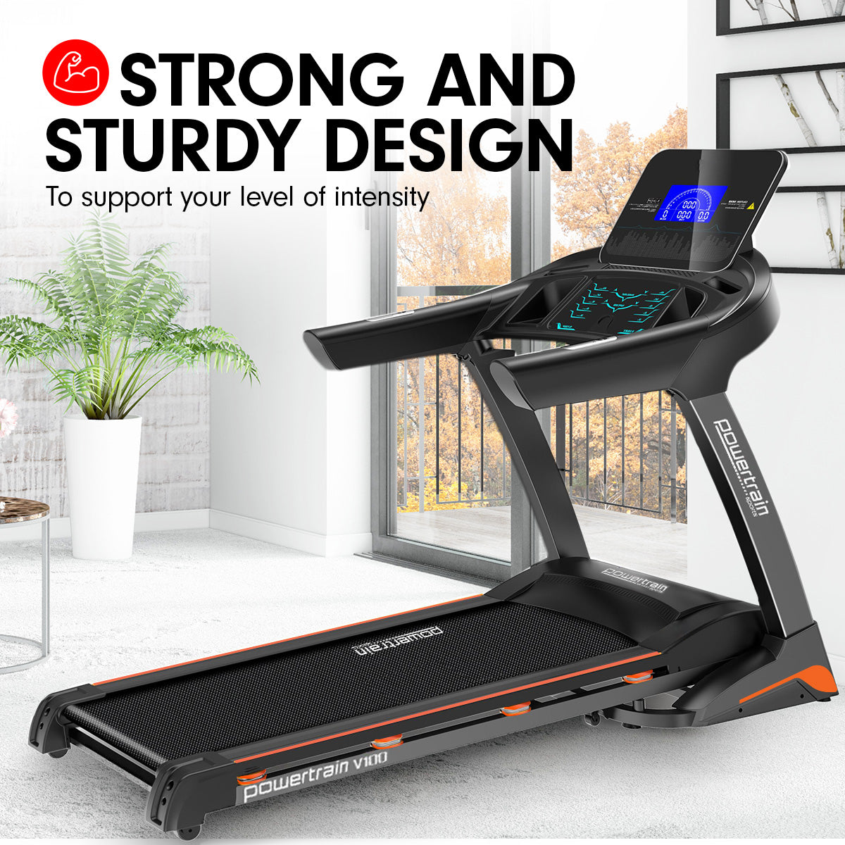 Powertrain V100 Foldable Treadmill Auto Incline Home Gym Cardio-Walking Pad-PEROZ Accessories