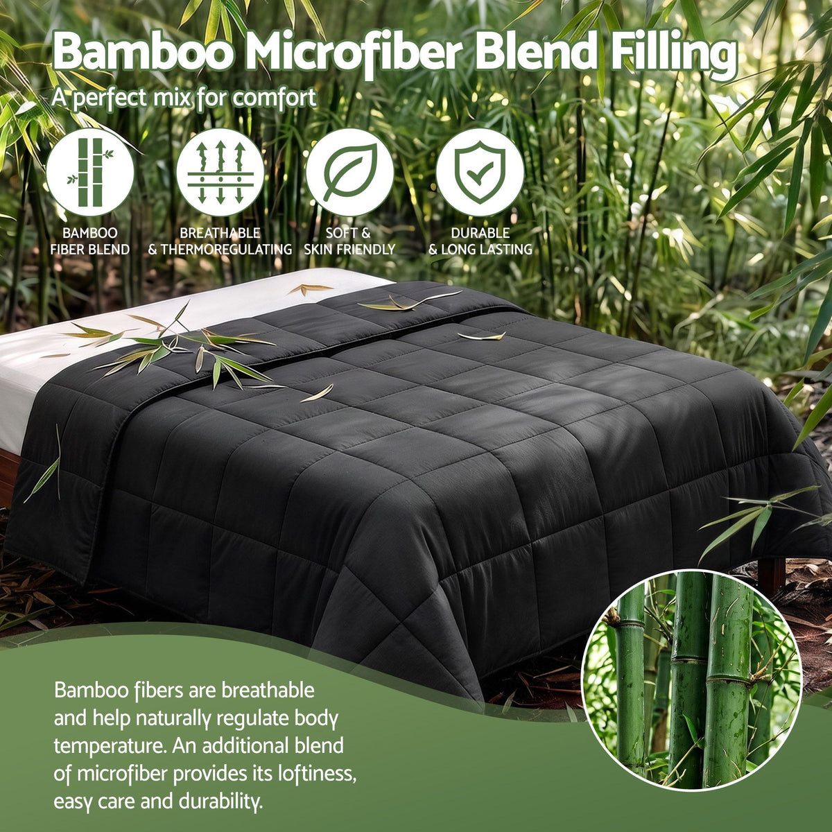 Giselle 200GSM Bamboo Microfibre King Quilt Lightweight All Season Doona Duvet-Home &amp; Garden > Bedding > Quilts &amp; Duvets-PEROZ Accessories
