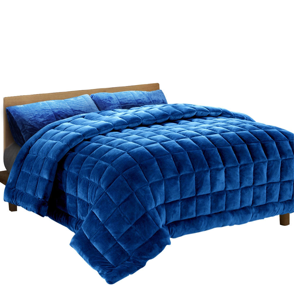 Giselle Bedding Faux Mink Quilt Blue Queen-Home &amp; Garden &gt; Bedding &gt; Quilts &amp; Duvets-PEROZ Accessories