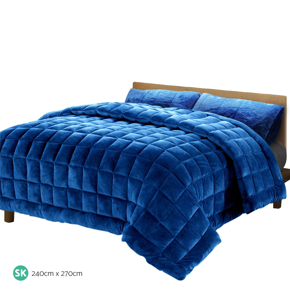 Giselle Bedding Faux Mink Quilt Blue Super King-Home &amp; Garden &gt; Bedding &gt; Quilts &amp; Duvets-PEROZ Accessories