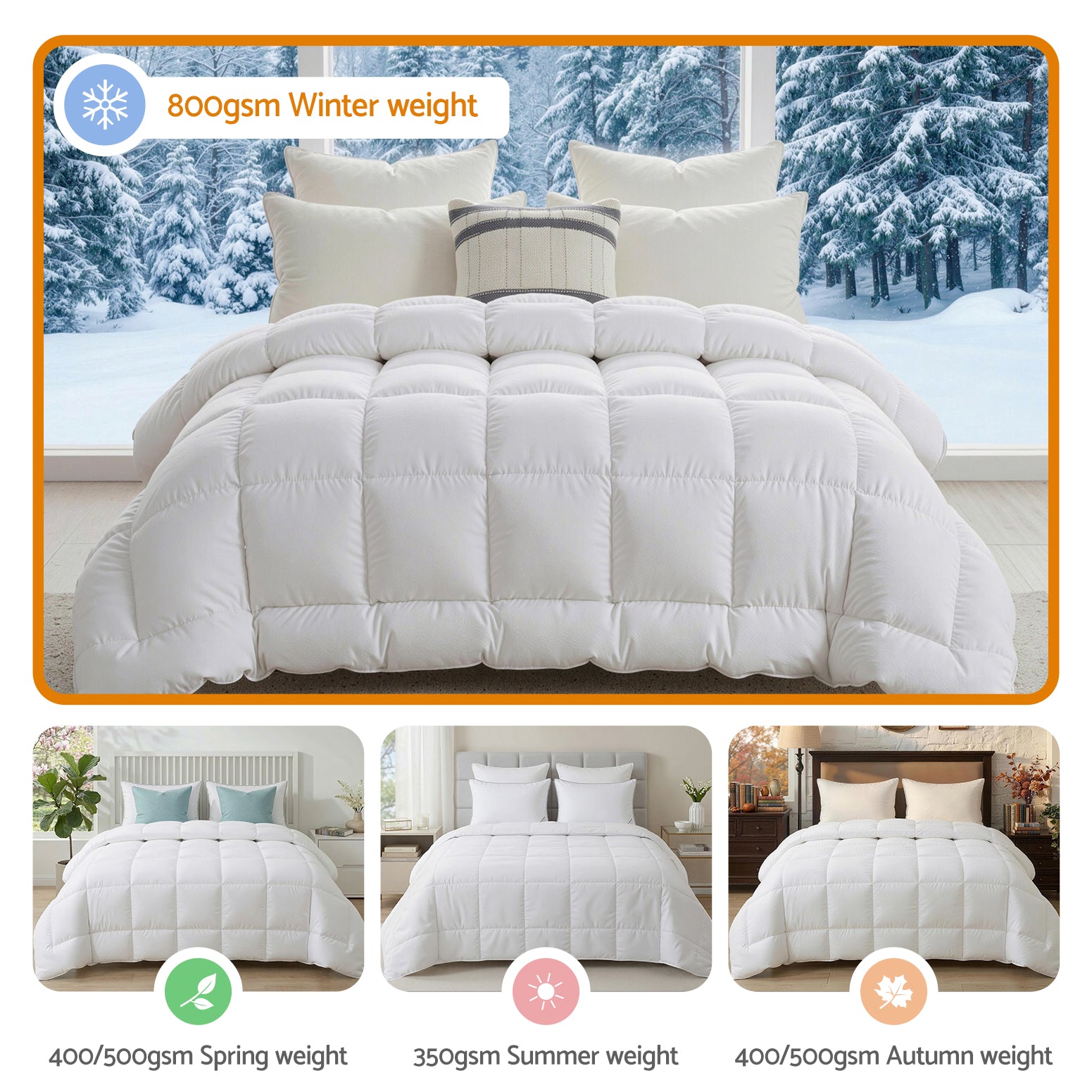 Giselle Bedding Wool Quilt 800GSM Extra Thick Queen Winter Doona Baffle Box Construction 100% Wool Filling-Home &amp; Garden > Bedding > Quilts &amp; Duvets-PEROZ Accessories