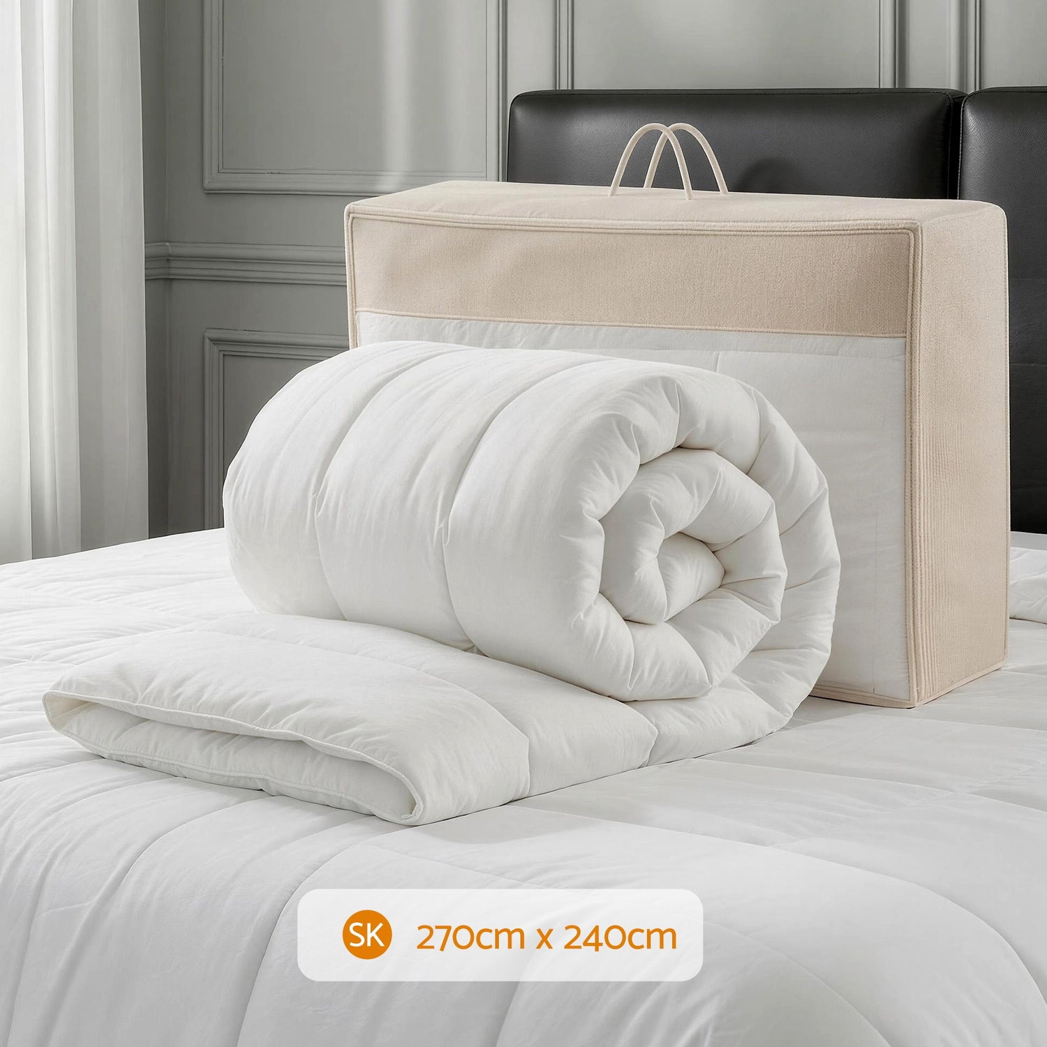 Giselle Bedding Wool Quilt 800GSM Extra Thick Super King Winter Doona Baffle Box Construction 100% Wool Filling-Home &amp; Garden > Bedding > Quilts &amp; Duvets-PEROZ Accessories