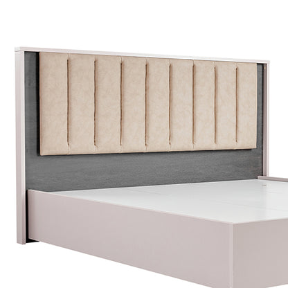 Queen Bed Frame Fabric Upholstery MDF LED Headboard in Champagne Colour-Furniture &gt; Bedroom &gt; Beds &amp; Bed Frames-PEROZ Accessories