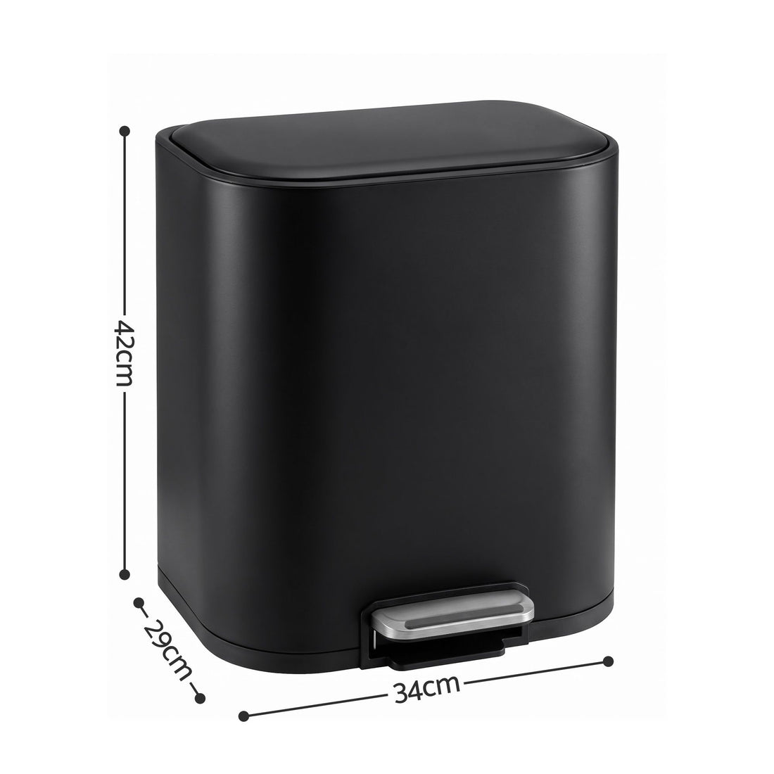 Cefito 20L Trash Bin Steel Pedal Bins Soft Close Kitchen Rubbish Waste Can Black-Home &amp; Garden > Kitchen Bins > Pedal Bins-PEROZ Accessories