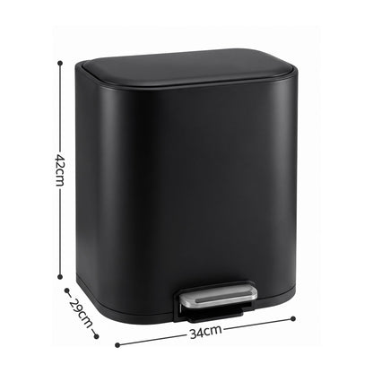 Cefito 20L Trash Bin Steel Pedal Bins Soft Close Kitchen Rubbish Waste Can Black-Home &amp; Garden > Kitchen Bins > Pedal Bins-PEROZ Accessories