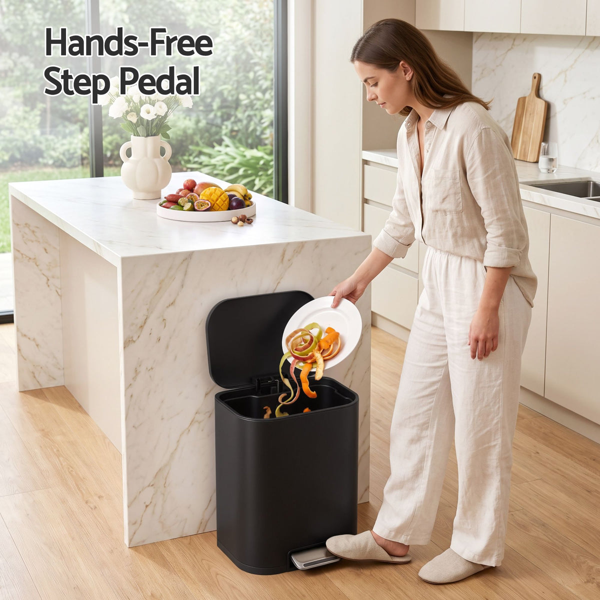 Cefito 20L Trash Bin Steel Pedal Bins Soft Close Kitchen Rubbish Waste Can Black-Home &amp; Garden > Kitchen Bins > Pedal Bins-PEROZ Accessories