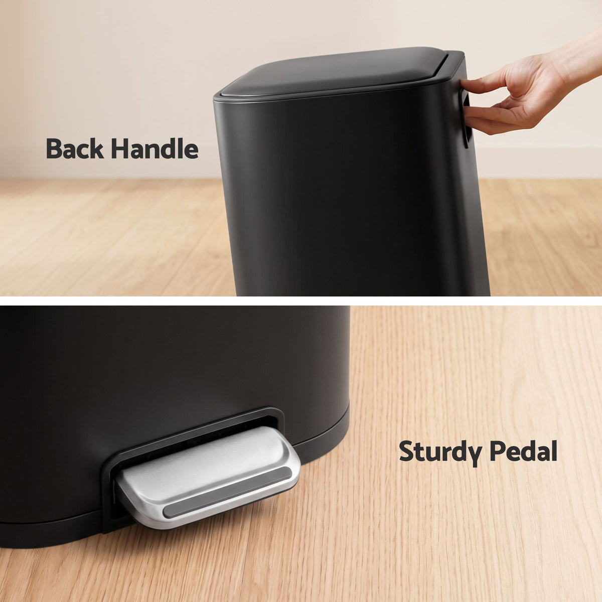 Cefito 20L Trash Bin Steel Pedal Bins Soft Close Kitchen Rubbish Waste Can Black-Home &amp; Garden > Kitchen Bins > Pedal Bins-PEROZ Accessories