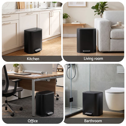 Cefito 20L Trash Bin Steel Pedal Bins Soft Close Kitchen Rubbish Waste Can Black-Home &amp; Garden > Kitchen Bins > Pedal Bins-PEROZ Accessories