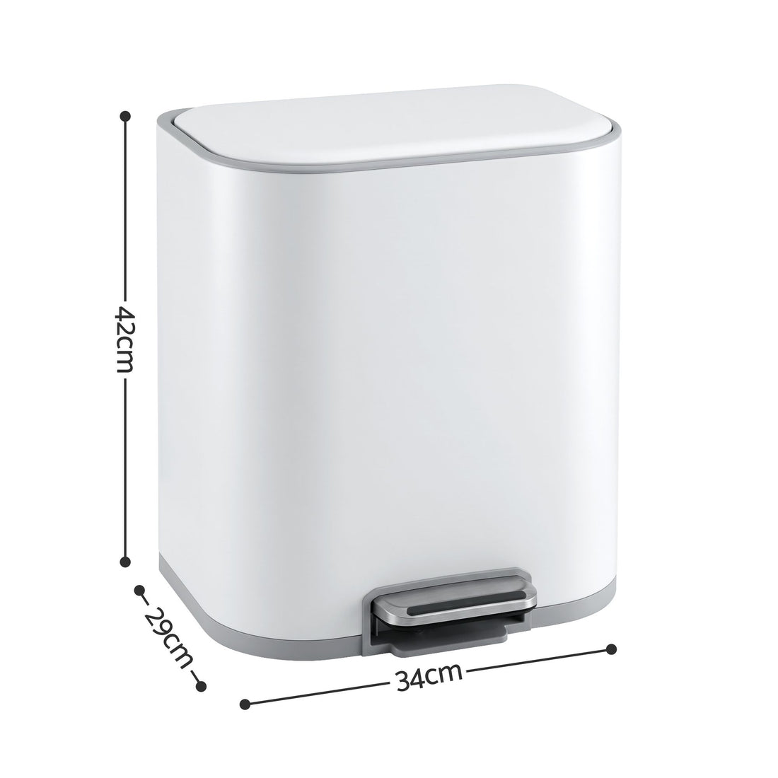 Cefito 20L Trash Bin Steel Pedal Bins Soft Close Kitchen Rubbish Waste Can White-Home &amp; Garden > Kitchen Bins > Pedal Bins-PEROZ Accessories