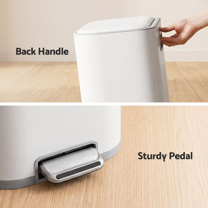 Cefito 20L Trash Bin Steel Pedal Bins Soft Close Kitchen Rubbish Waste Can White-Home &amp; Garden > Kitchen Bins > Pedal Bins-PEROZ Accessories