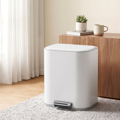 Cefito 20L Trash Bin Steel Pedal Bins Soft Close Kitchen Rubbish Waste Can White-Home &amp; Garden > Kitchen Bins > Pedal Bins-PEROZ Accessories