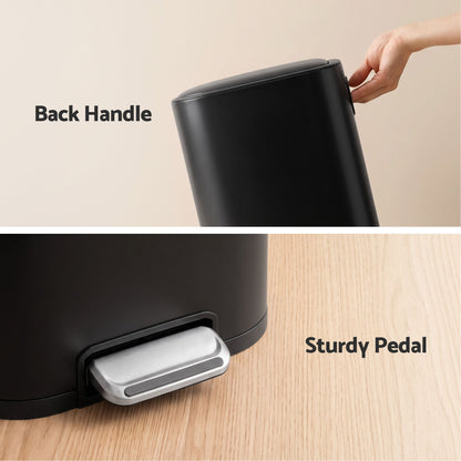 Cefito 30L Pedal Rubbish Bin Kitchen Trash Garbage Waste Can Soft Close Black-Home &amp; Garden > Kitchen Bins > Pedal Bins-PEROZ Accessories