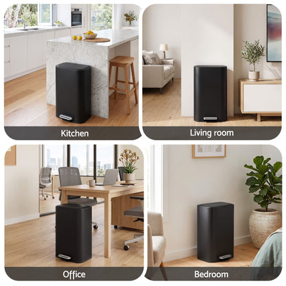 Cefito 30L Pedal Rubbish Bin Kitchen Trash Garbage Waste Can Soft Close Black-Home &amp; Garden > Kitchen Bins > Pedal Bins-PEROZ Accessories