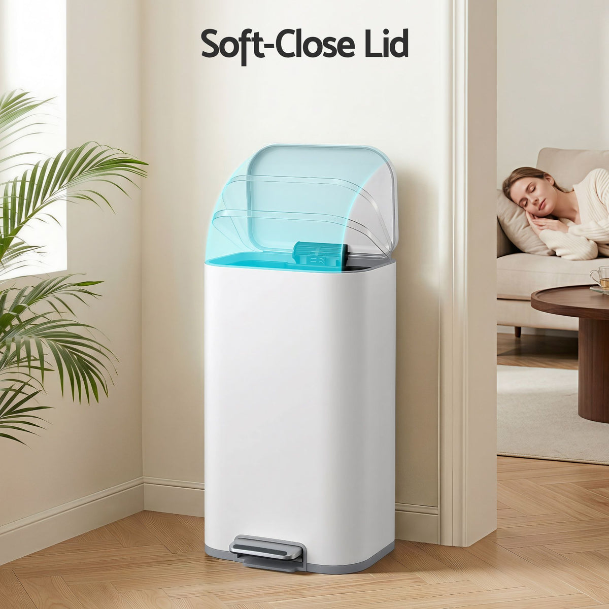 Cefito 30L Pedal Rubbish Bin Kitchen Trash Garbage Waste Can Soft Close White-Home &amp; Garden > Kitchen Bins > Pedal Bins-PEROZ Accessories