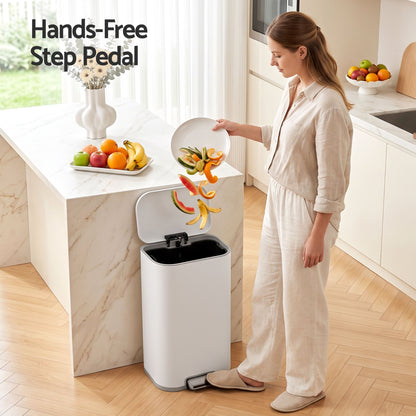 Cefito 30L Pedal Rubbish Bin Kitchen Trash Garbage Waste Can Soft Close White-Home &amp; Garden > Kitchen Bins > Pedal Bins-PEROZ Accessories
