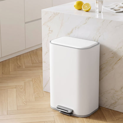Cefito 30L Pedal Rubbish Bin Kitchen Trash Garbage Waste Can Soft Close White-Home &amp; Garden > Kitchen Bins > Pedal Bins-PEROZ Accessories