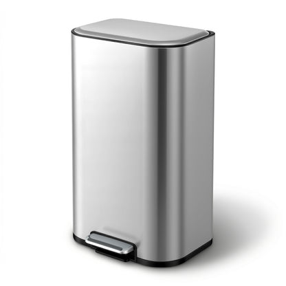 Cefito Kitchen Trash Can 40L Pedal Bins Rubbish Bin Steel with Soft Close Lid, Removable Inner Bucket, Rectangular Garbage Can Recycling Bin, Silver-Home &amp; Garden > Kitchen Bins > Pedal Bins-PEROZ Accessories