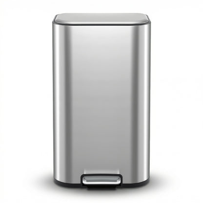 Cefito Kitchen Trash Can 40L Pedal Bins Rubbish Bin Steel with Soft Close Lid, Removable Inner Bucket, Rectangular Garbage Can Recycling Bin, Silver-Home &amp; Garden > Kitchen Bins > Pedal Bins-PEROZ Accessories