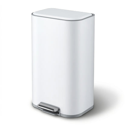 Cefito Kitchen Trash Can 40L Pedal Bins Rubbish Bin Steel with Soft Close Lid, Removable Inner Bucket, Rectangular Garbage Can Recycling Bin, White-Home &amp; Garden > Kitchen Bins > Pedal Bins-PEROZ Accessories