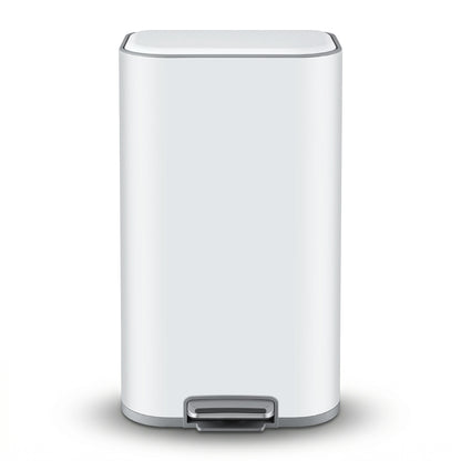 Cefito Kitchen Trash Can 40L Pedal Bins Rubbish Bin Steel with Soft Close Lid, Removable Inner Bucket, Rectangular Garbage Can Recycling Bin, White-Home &amp; Garden > Kitchen Bins > Pedal Bins-PEROZ Accessories