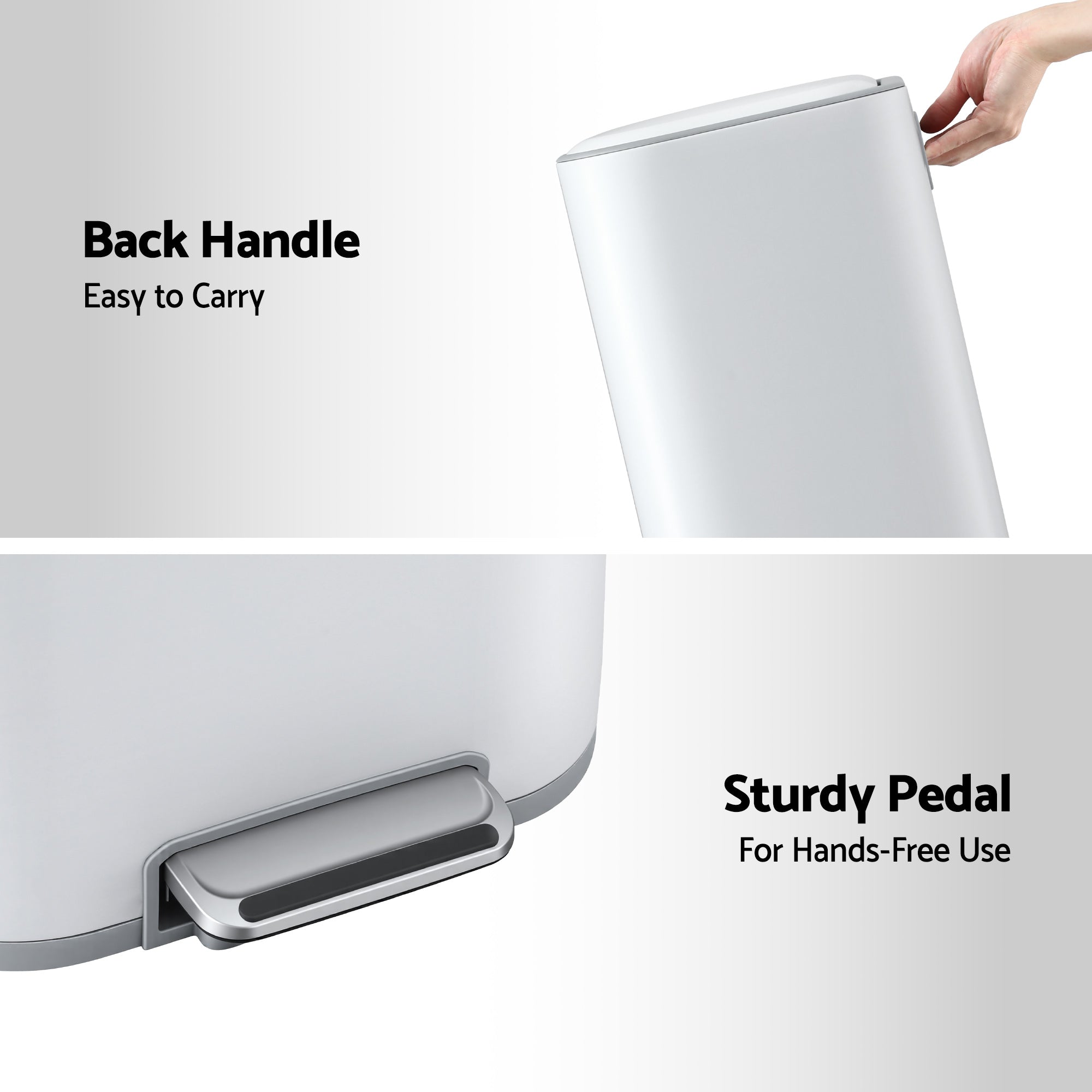 Cefito Kitchen Trash Can 40L Pedal Bins Rubbish Bin Steel with Soft Close Lid, Removable Inner Bucket, Rectangular Garbage Can Recycling Bin, White-Home &amp; Garden > Kitchen Bins > Pedal Bins-PEROZ Accessories