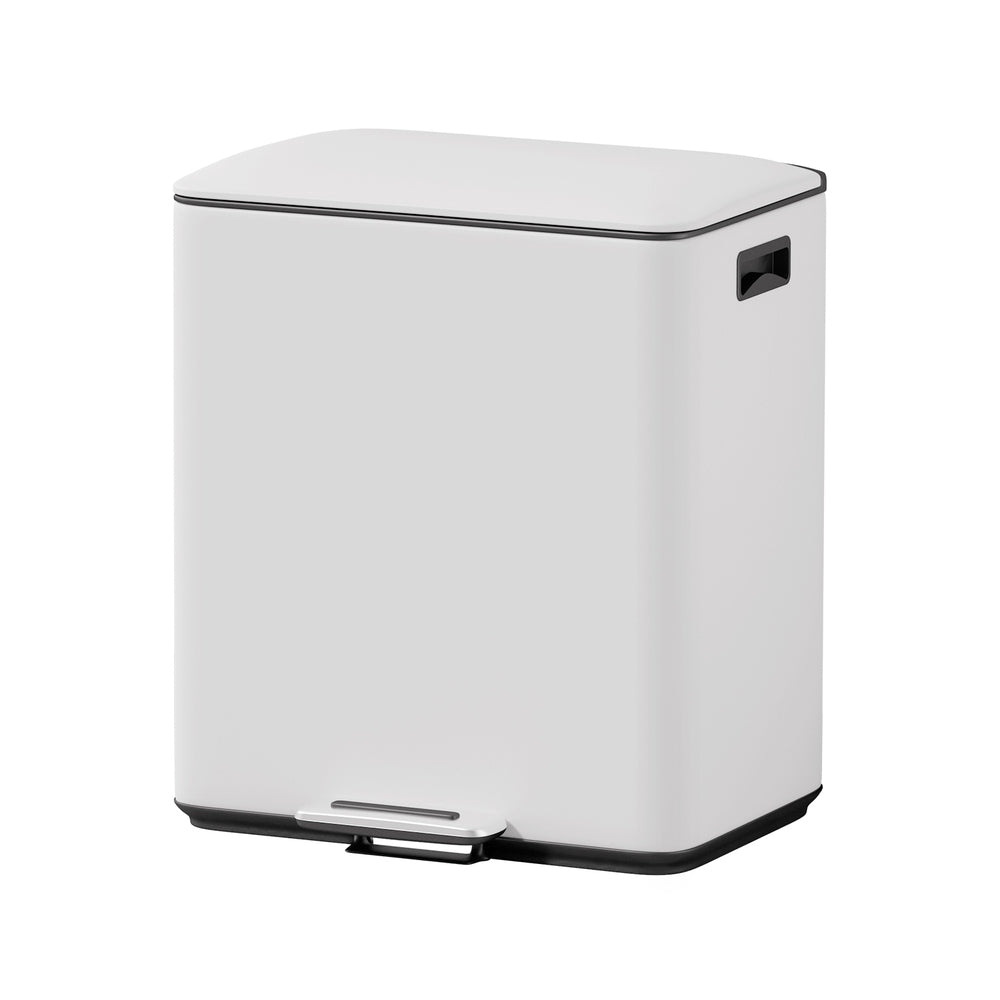 Cefito Pedal Bins Rubbish Bin Dual Compartment Waste Recycle Dustbins 40L White-Home &amp; Garden &gt; Kitchen Bins &gt; Pedal Bins-PEROZ Accessories
