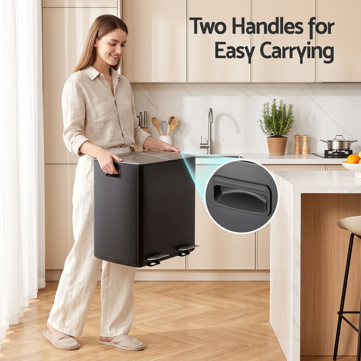 Cefito Pedal Bins Rubbish Bin Dual Compartment Waste Recycle Dustbins 40L Black-Home &amp; Garden > Kitchen Bins > Pedal Bins-PEROZ Accessories