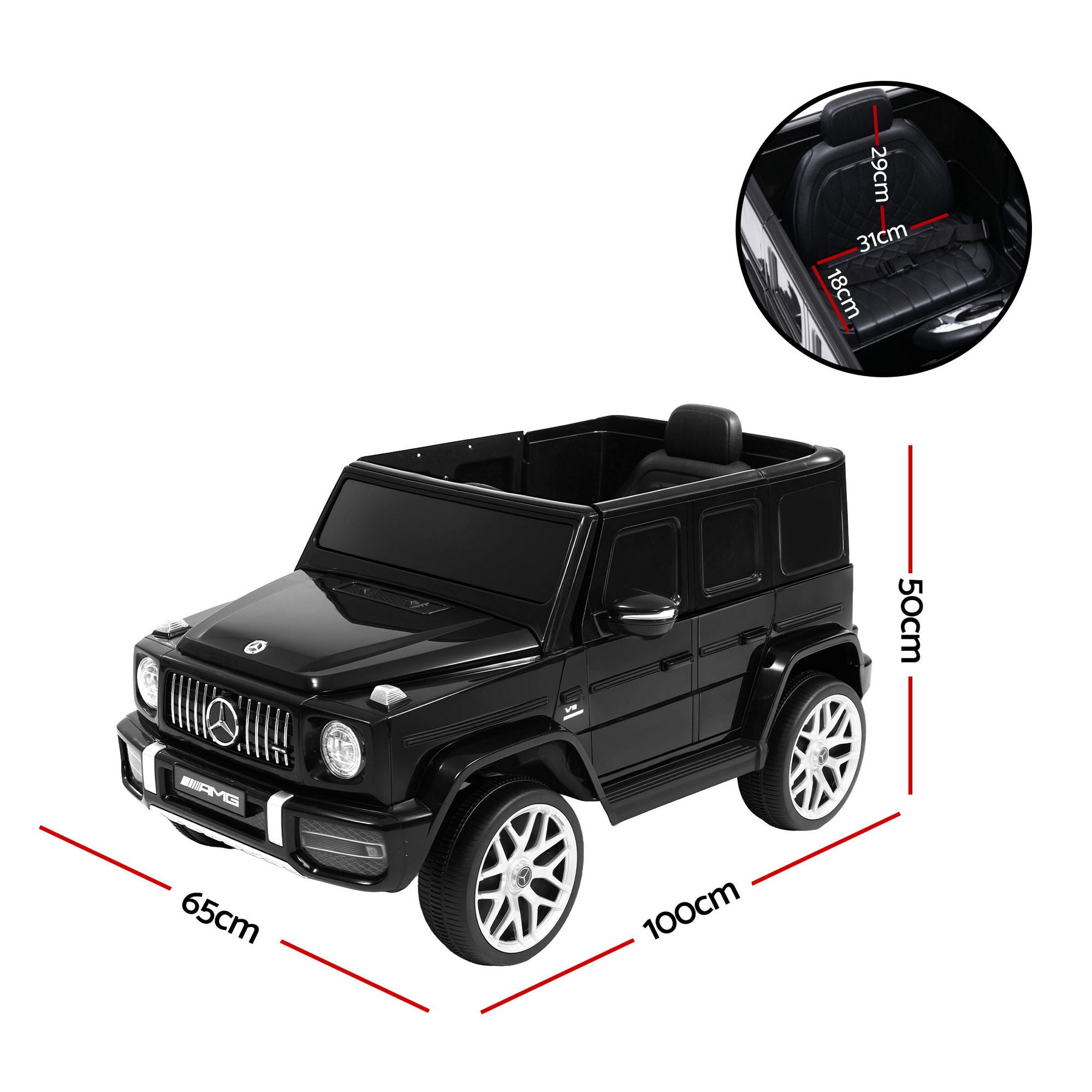 Kids Electric Ride On Car Mercedes-Benz Licensed AMG G63 Toy Cars 12V Black-Ride on Toys - Cars-PEROZ Accessories