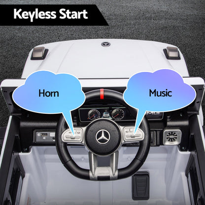 Kids Electric Ride On Car G63 Toy Cars Remote Control White-Baby &amp; Kids > Ride On Cars, Go-karts &amp; Bikes > Ride On Cars-PEROZ Accessories