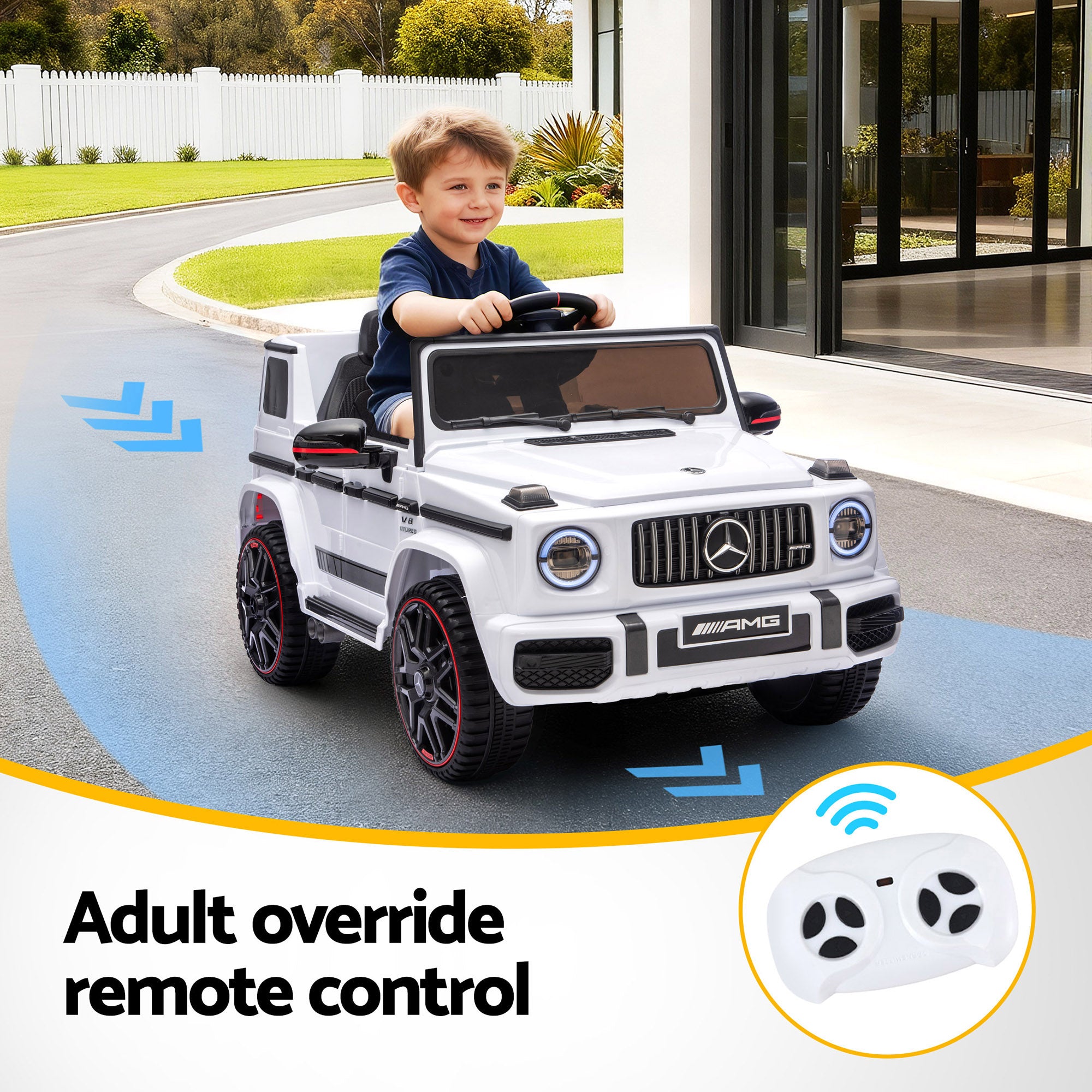 Kids Electric Ride On Car G63 Toy Cars Remote Control White-Baby &amp; Kids > Ride On Cars, Go-karts &amp; Bikes > Ride On Cars-PEROZ Accessories