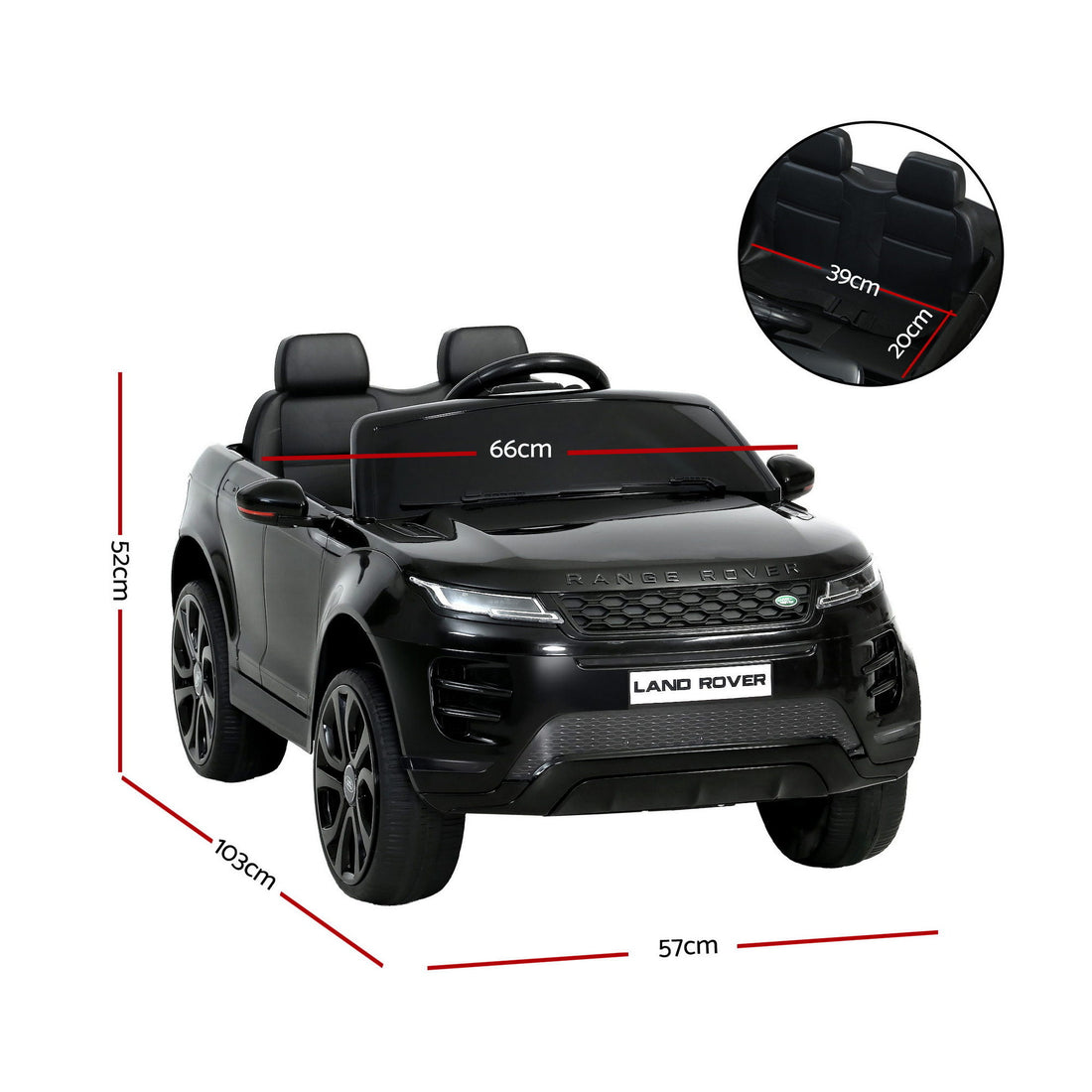 Kids Electric Ride On Car Land Rover Licensed Toy Cars Remote 12V Battery Black-Ride on Toys - Cars-PEROZ Accessories