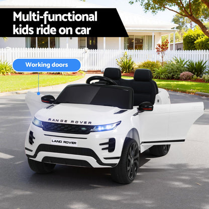 Kids Electric Ride On Car Land Rover Licensed Toy Cars Remote 12V Battery White-Ride on Toys - Cars-PEROZ Accessories
