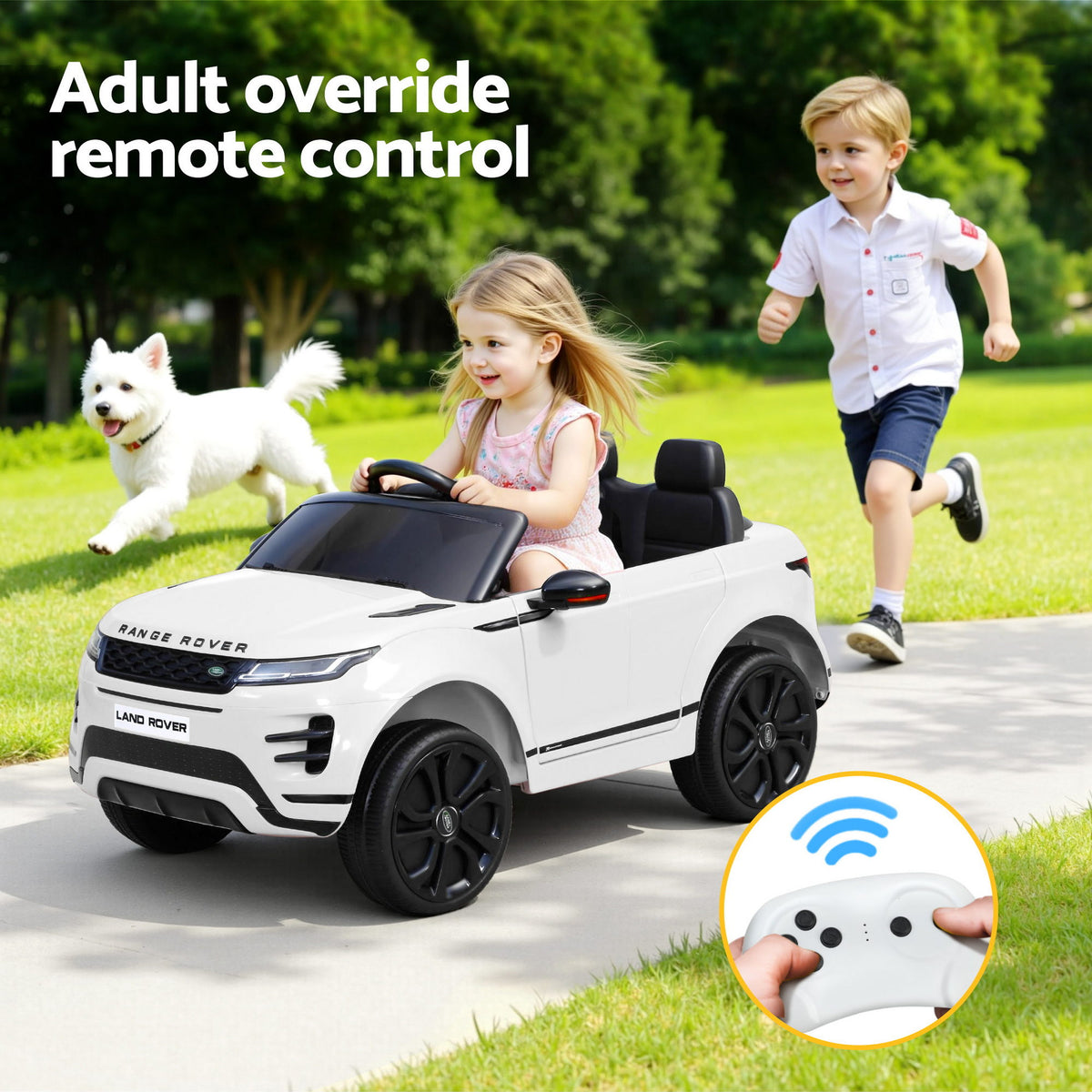 Kids Electric Ride On Car Land Rover Licensed Toy Cars Remote 12V Battery White-Ride on Toys - Cars-PEROZ Accessories