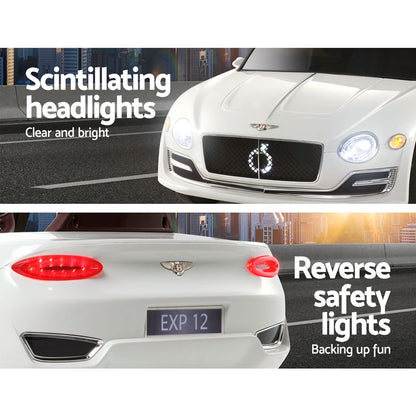Kids Electric Ride On Car Bentley Licensed EXP12 Toy Cars Remote 12V White-Ride on Toys - Cars-PEROZ Accessories