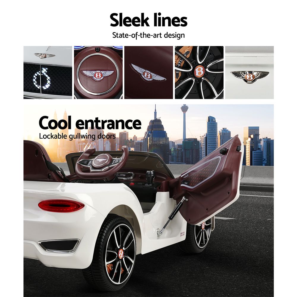 Kids Electric Ride On Car Bentley Licensed EXP12 Toy Cars Remote 12V White-Ride on Toys - Cars-PEROZ Accessories
