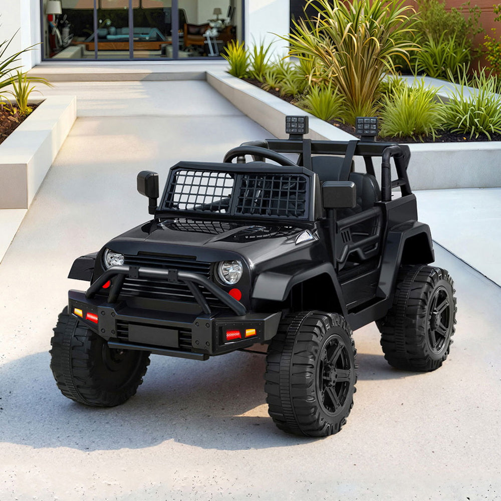 Rigo Kids Electric Ride On Car Jeep Toy Cars Remote 12V Black-Ride on Toys - Cars-PEROZ Accessories