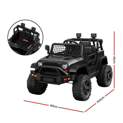 Rigo Kids Electric Ride On Car Jeep Toy Cars Remote 12V Black-Ride on Toys - Cars-PEROZ Accessories