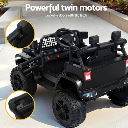 Rigo Kids Electric Ride On Car Jeep Toy Cars Remote 12V Black-Ride on Toys - Cars-PEROZ Accessories
