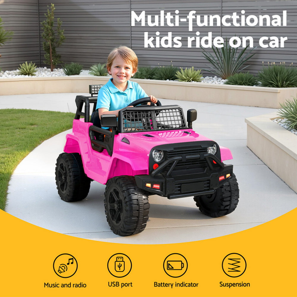 Rigo Kids Electric Ride On Car Jeep Toy Cars Remote 12V Pink-Ride on Toys - Cars-PEROZ Accessories