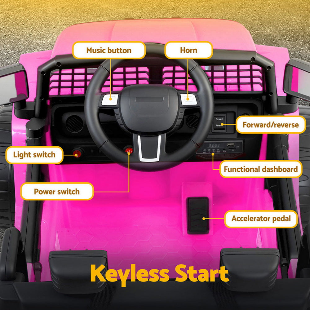 Rigo Kids Electric Ride On Car Jeep Toy Cars Remote 12V Pink-Ride on Toys - Cars-PEROZ Accessories