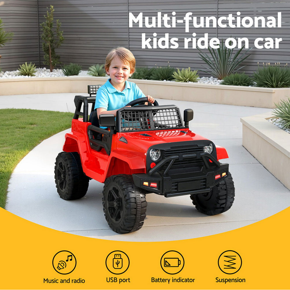 Rigo Kids Electric Ride On Car Jeep Toy Cars Remote 12V Red-Ride on Toys - Cars-PEROZ Accessories