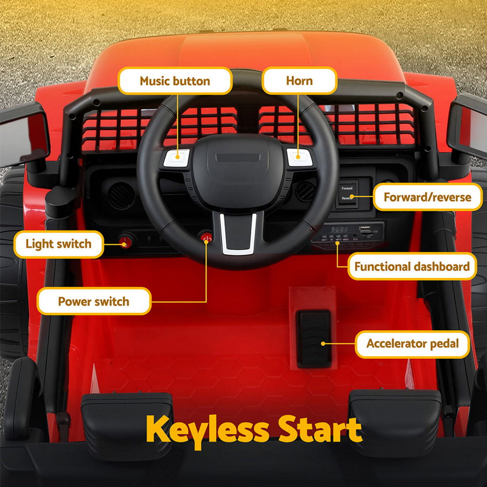 Rigo Kids Electric Ride On Car Jeep Toy Cars Remote 12V Red-Ride on Toys - Cars-PEROZ Accessories