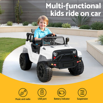 Rigo Kids Electric Ride On Car Jeep Toy Cars Remote 12V White-Ride on Toys - Cars-PEROZ Accessories
