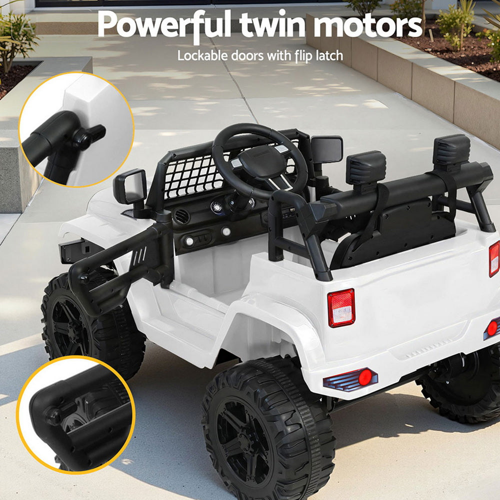 Rigo Kids Electric Ride On Car Jeep Toy Cars Remote 12V White-Ride on Toys - Cars-PEROZ Accessories