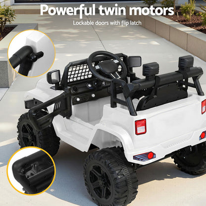 Rigo Kids Electric Ride On Car Jeep Toy Cars Remote 12V White-Ride on Toys - Cars-PEROZ Accessories