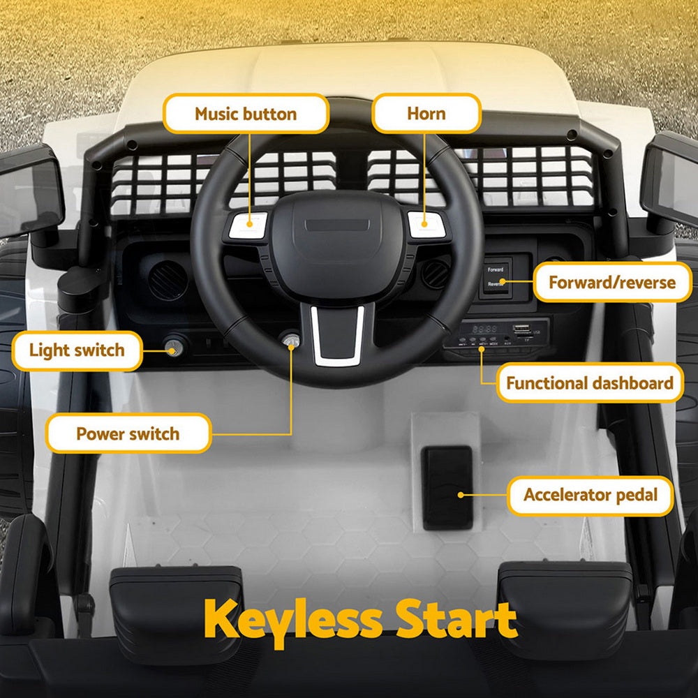 Rigo Kids Electric Ride On Car Jeep Toy Cars Remote 12V White-Ride on Toys - Cars-PEROZ Accessories
