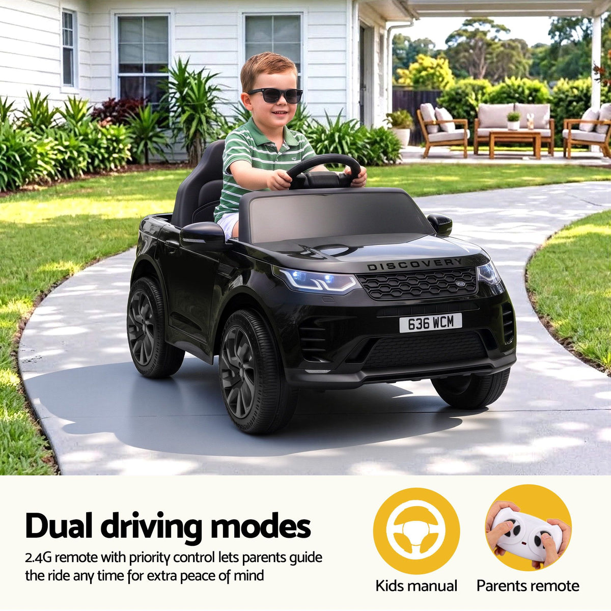 Land Rover Ride On Car Kids SUV 12V Kids Electric Car Remote Control Black-Baby &amp; Kids > Ride On Cars, Go-karts &amp; Bikes > Ride On Cars-PEROZ Accessories