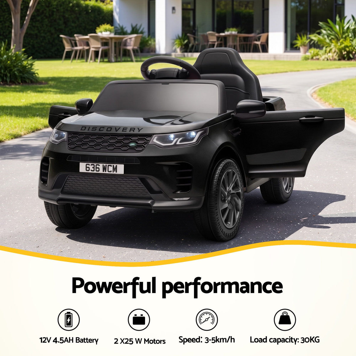 Land Rover Ride On Car Kids SUV 12V Kids Electric Car Remote Control Black-Baby &amp; Kids > Ride On Cars, Go-karts &amp; Bikes > Ride On Cars-PEROZ Accessories