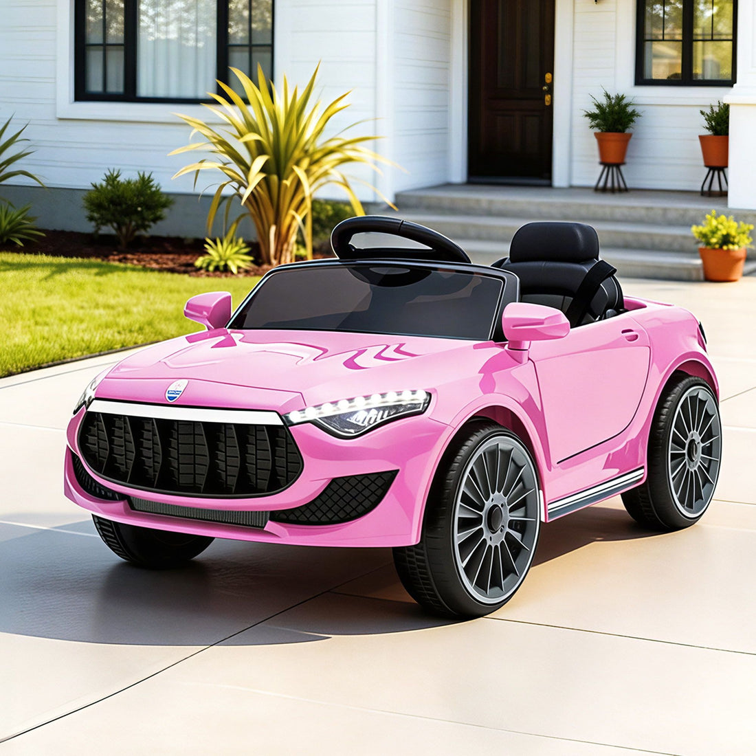 Rigo Kids Electric Ride On Car Toys Cars Headlight Music Remote Control 12V Pink-Ride on Toys - Cars-PEROZ Accessories